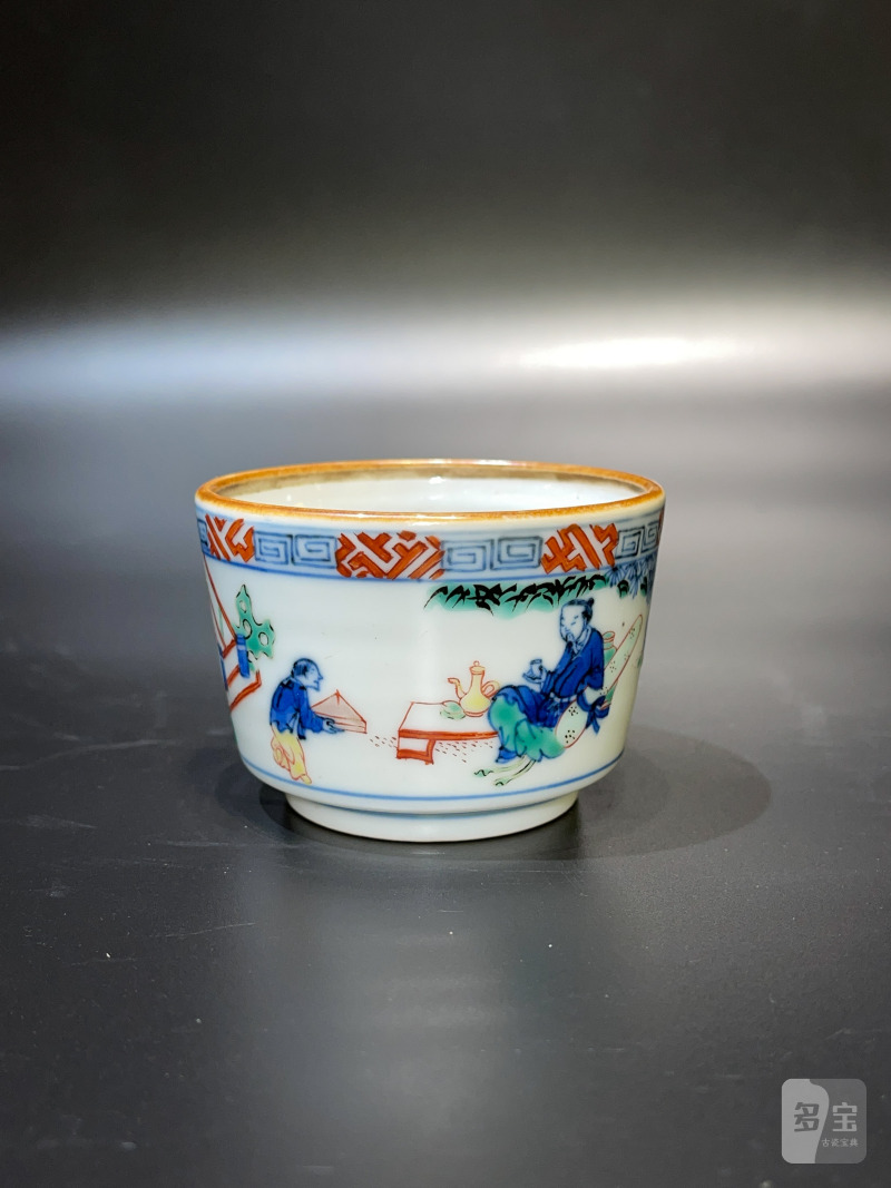 明末清初 青花五彩高士图琴炉 - 图2